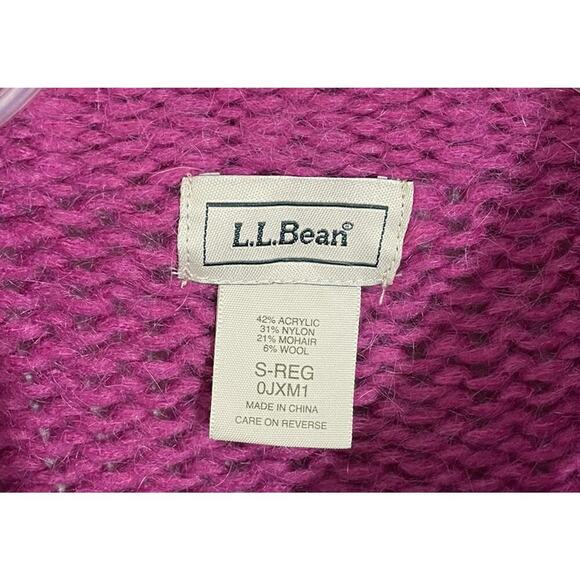 LL Bean Small Fuzzy Mohair Blend Pullover Cable Pink Purple Sweater Braided - Picture 5 of 6